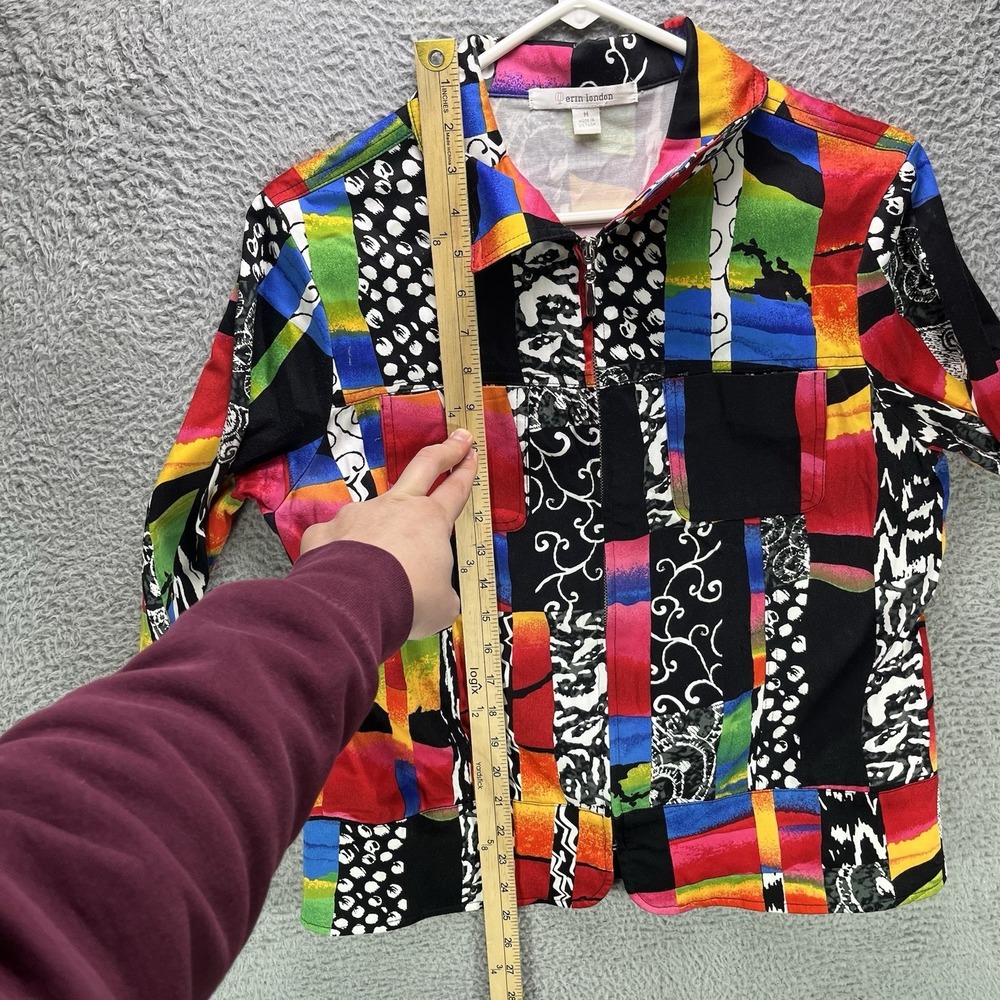 Vintage Erin London Jacket Medium Colorful Art Full Zip Lightweight - Picture 7 of 11